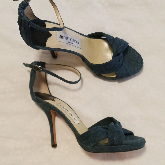 Authentic Jimmy Choo Dark Blue Ankle Strap Heels - Picture 7 of 7